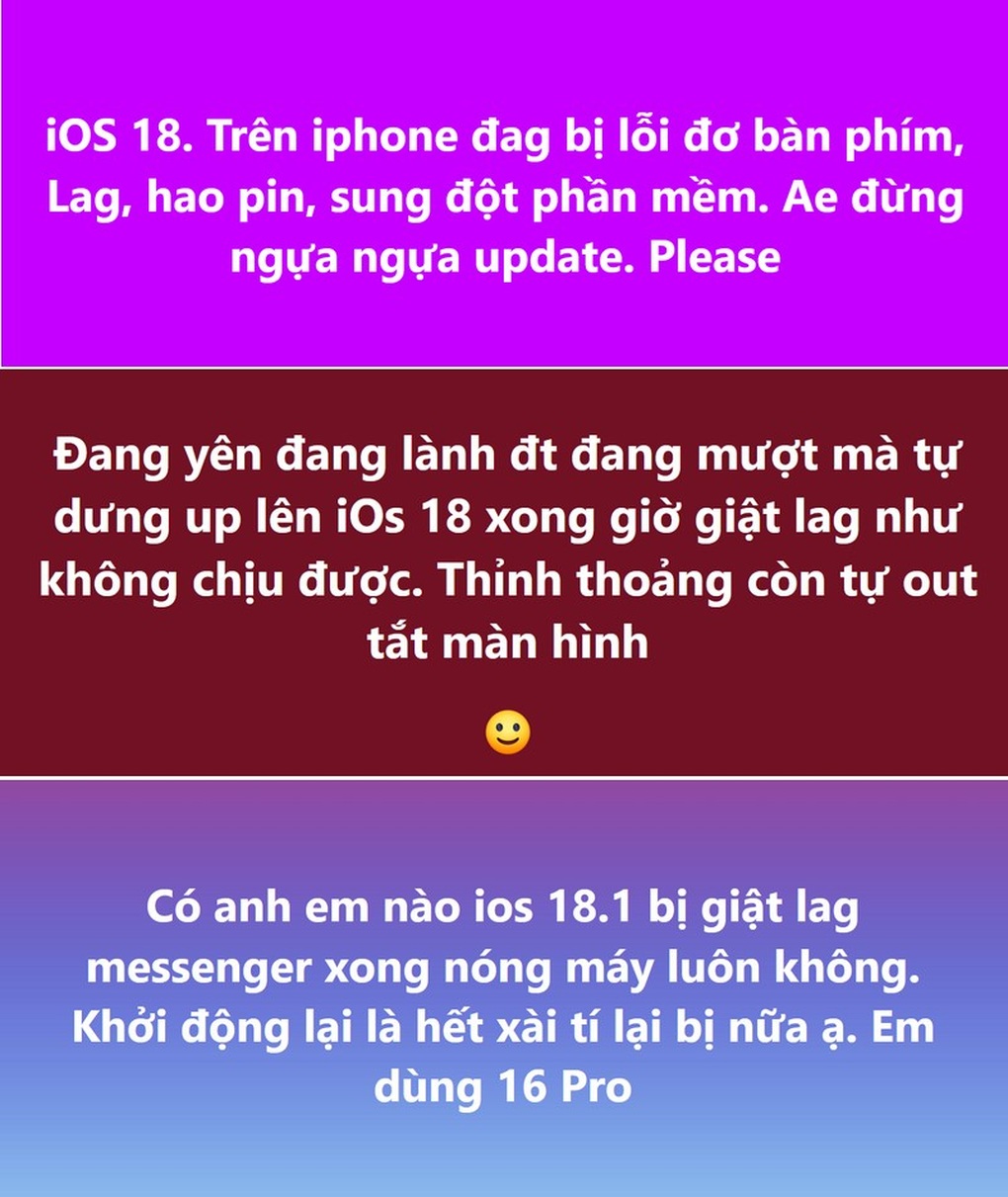 Người dùng Việt kêu trời vì iPhone gặp lỗi sau khi nâng cấp lên iOS 18.1 - 1